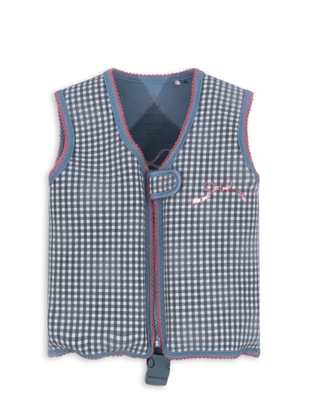 NWT Konges Slojd Kids Swim Vest - Blue Gingham with Pink Trim